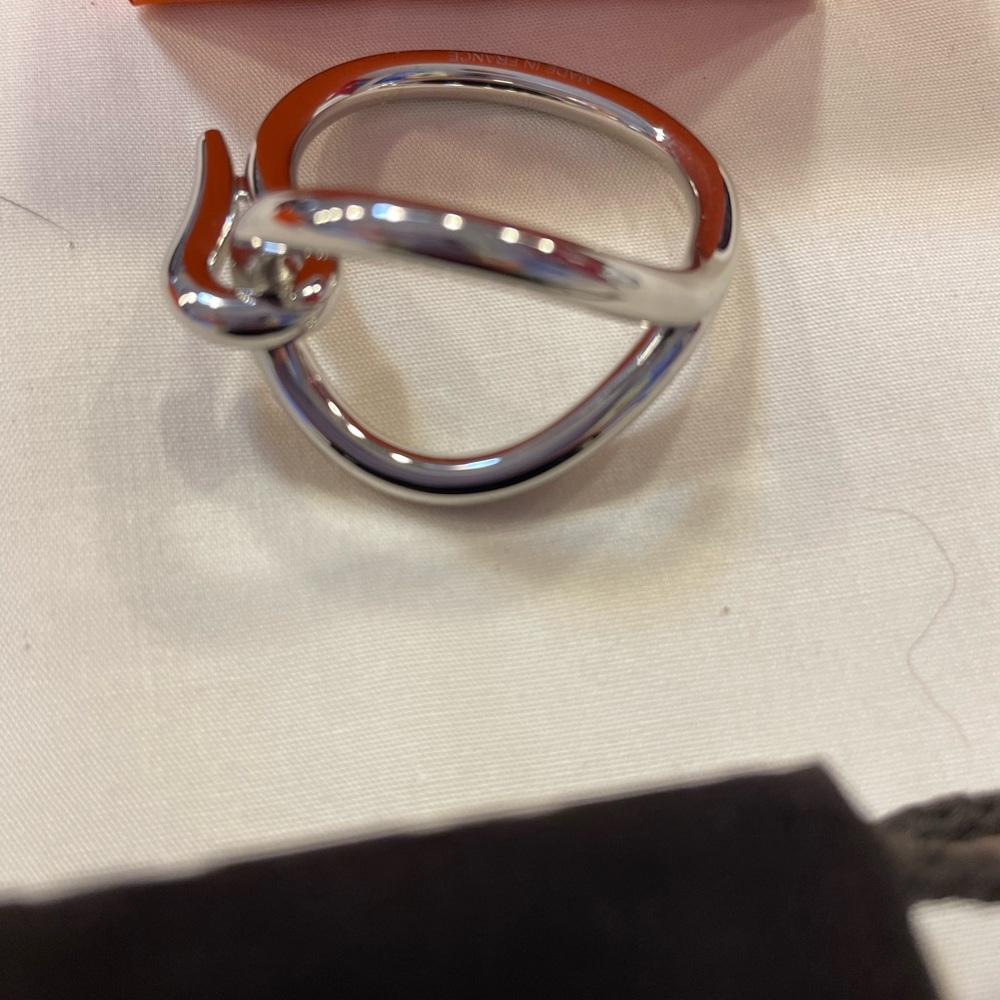 Hermes large scarf ring silver